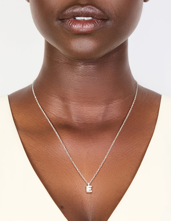 Waterproof Stainless Steel Mini Bubble Letter E Necklace