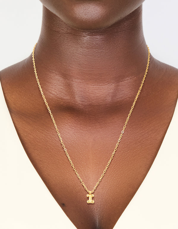 Waterproof Gold Plated Stainless Steel Mini Bubble Letter I Necklace