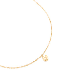 Waterproof Gold Plated Stainless Steel Mini Bubble Letter U Necklace - link has visual effect only