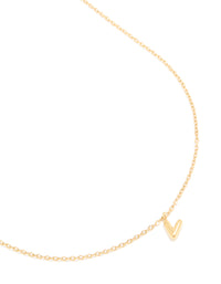 Waterproof Gold Plated Stainless Steel Mini Bubble Letter V Necklace - link has visual effect only