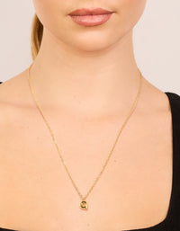 Waterproof Gold Plated Stainless Steel Mini Bubble Letter Q Necklace - link has visual effect only