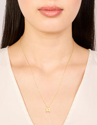 Waterproof Gold Plated Gold Plated Stainless Steel Mini Bubble Letter R Necklace - link has visual effect only