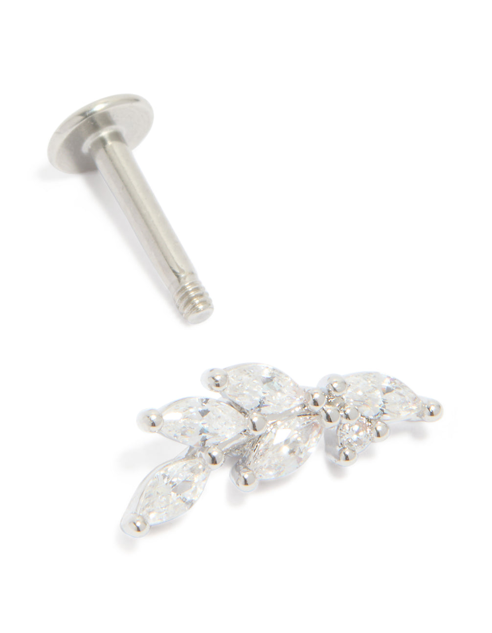 Surgical Steel Cubic Zirconia 5 Leaf Crawler Single Flat Back Stud