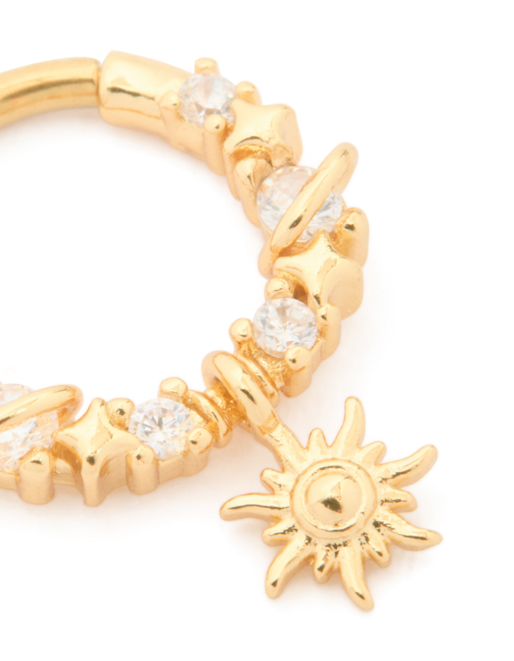 Gold Plated Surgical Steel Cubic Zirconia Celestial Clicker Ring