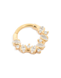 Gold Plated Surgical Steel Mixed Size Cubic Zirconia Detail Clicker Ring - link has visual effect only