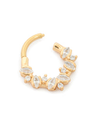 Gold Plated Surgical Steel Mixed Size Cubic Zirconia Detail Clicker Ring - link has visual effect only