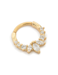 Gold Plated Surgical Steel Gradient Clear Cubic Zirconia Clicker Ring - link has visual effect only