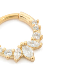 Gold Plated Surgical Steel Gradient Clear Cubic Zirconia Clicker Ring - link has visual effect only
