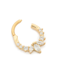 Gold Plated Surgical Steel Gradient Clear Cubic Zirconia Clicker Ring - link has visual effect only