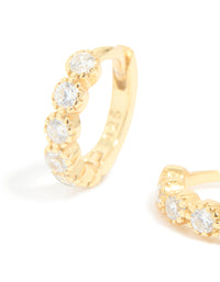 Gold Plated Surgical Steel Cubic Zirconia Hoop Earrings - link has visual effect only