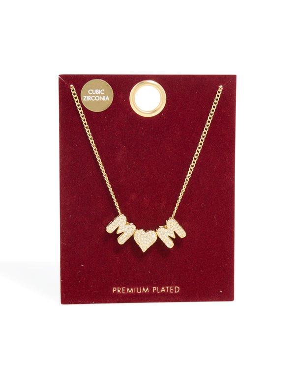 Gold Plated Cubic Zirconia Mum Heart Necklace