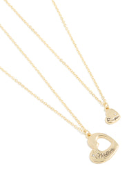 Gold Plated Mother & Daughter Heart Necklaces 2-Pack - link has visual effect only