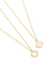 Gold Plated Flower Necklaces 2-Pack - link has visual effect only