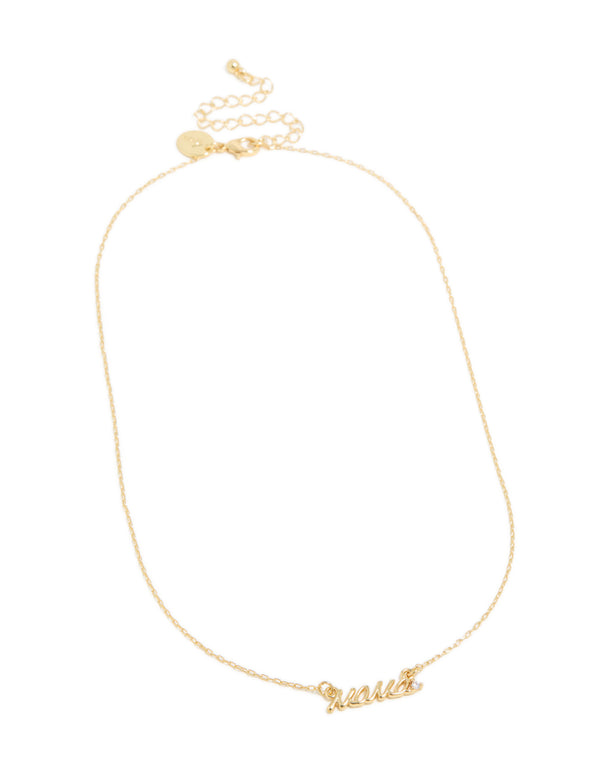 Gold Plated Cubic Zirconia 'Mama' Necklace