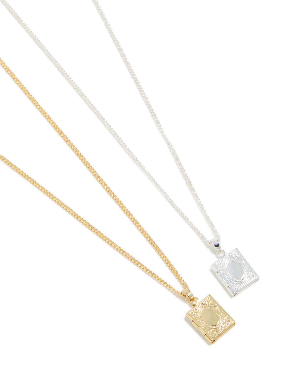 Gold & Silver Plated Locket Necklaces 2-Pack