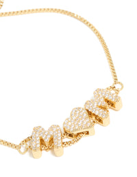 Gold Plated Cubic Zirconia 'Mum' Bubble Heart Toggle Bracelet - link has visual effect only
