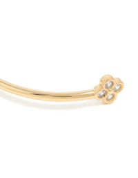 Gold Plated Cubic Zirconia Clover Wrist Cuff - link has visual effect only