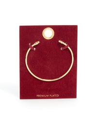 Gold Plated Cubic Zirconia Clover Wrist Cuff - link has visual effect only