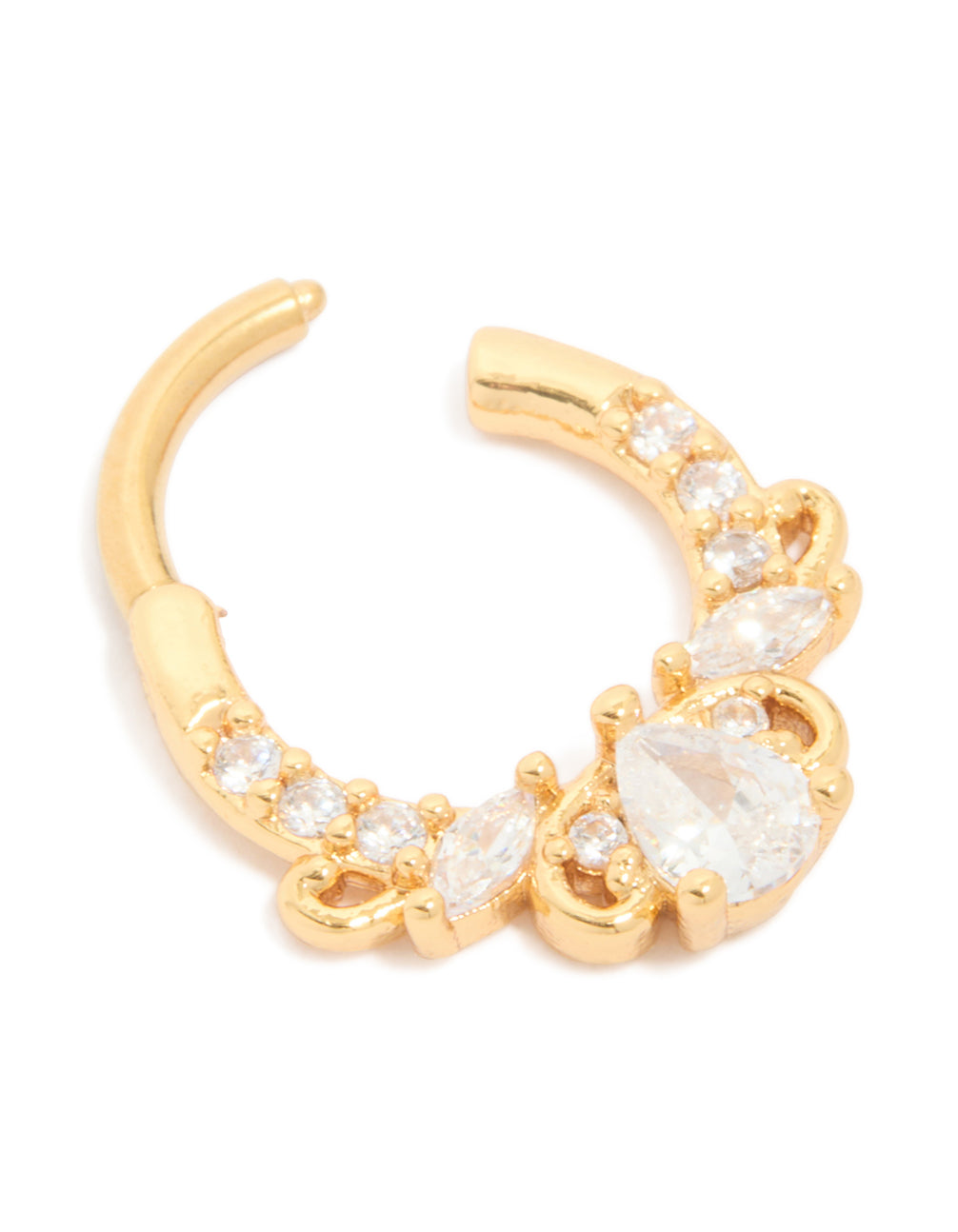 Gold Plated Titanium Diamante Detail Clicker Ring