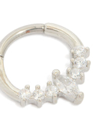 Titanium Diamante Round Detail Clicker Ring - link has visual effect only