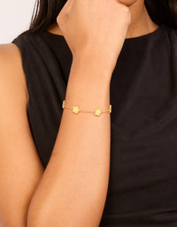 Waterproof Gold Plated Stainless Steel Butter Yellow Flowers Charm Bracelet - link has visual effect only