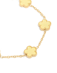 Waterproof Gold Plated Stainless Steel Butter Yellow Flowers Charm Bracelet - link has visual effect only