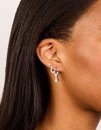 Waterproof Stainless Steel Cubic Zirconia Simple Stud & Huggie Earrings 3-Pack - link has visual effect only