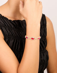 Gold Red Diamante Shiny Pears Bracelet - link has visual effect only