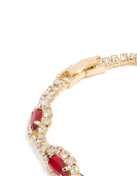 Gold Red Diamante Shiny Pears Bracelet - link has visual effect only
