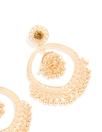 Gold Circle Boho Drop Earrings - link has visual effect only
