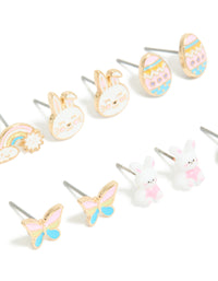Kids Gold Bunny & Chick Earrings 6-Pack - link has visual effect only