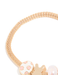 Kids Gold Flower Easter Bunny Charm Bracelet & Ring Set - link has visual effect only