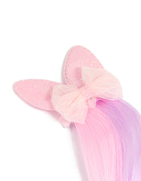 Kids Pastel Faux Hair & Bunny Bow Hair Clip - link has visual effect only