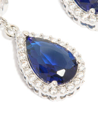 Silver Sapphire Blue Cubic Zirconia Pear Shaped Drop Earrings - link has visual effect only