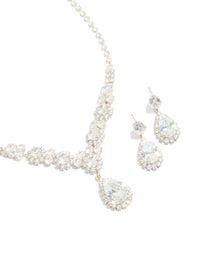 Silver Cubic Zirconia Dazzle Necklace & Earrings Set - link has visual effect only