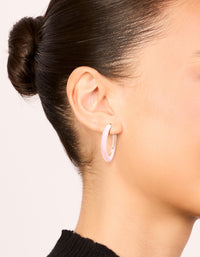 Gold Pink Enamel Irregular Hoop Earrings - link has visual effect only