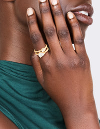 Gold Plated Double Cubic Zirconia Split Ring - link has visual effect only