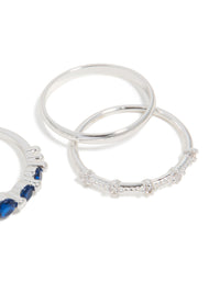 Silver Plated Dainty Cubic Zirconia Stacking Rings 5-Pack - link has visual effect only