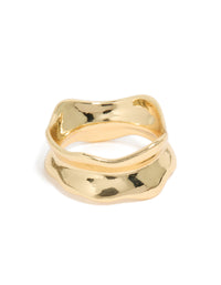 Gold Plated Modern Curved Molten Ring - link has visual effect only
