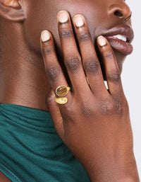 Waterproof Gold Plated Stainless Steel Tigers Eye Stone Wrap Ring - link has visual effect only