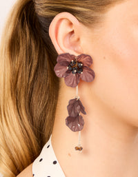 Gold & Brown Acrylic Flower Drop Earrings - link has visual effect only