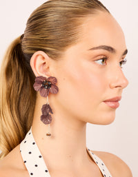 Gold & Brown Acrylic Flower Drop Earrings - link has visual effect only