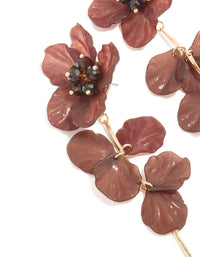 Gold & Brown Acrylic Flower Drop Earrings - link has visual effect only