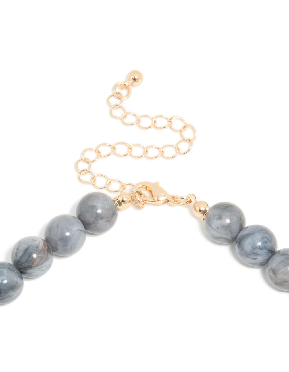Gold Brown & Dark Blue Acrylic Beaded Layered Necklace