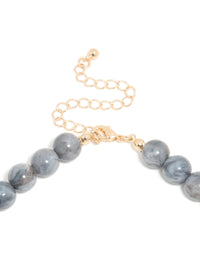 Gold Brown & Dark Blue Acrylic Beaded Layered Necklace - link has visual effect only