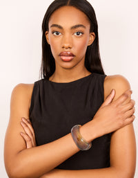 Gold & Brown Resin Open Front Bangle - link has visual effect only