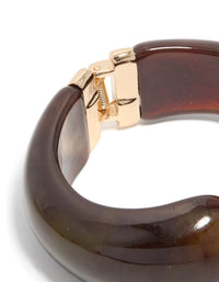Gold & Brown Resin Open Front Bangle - link has visual effect only