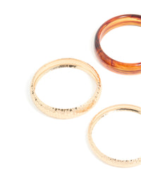 Gold Textured & Brown Resin Bangles 4-Pack - link has visual effect only
