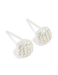 Sterling Silver Cubic Zirconia Square Stud Earrings - link has visual effect only