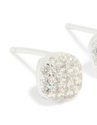 Sterling Silver Cubic Zirconia Square Stud Earrings - link has visual effect only